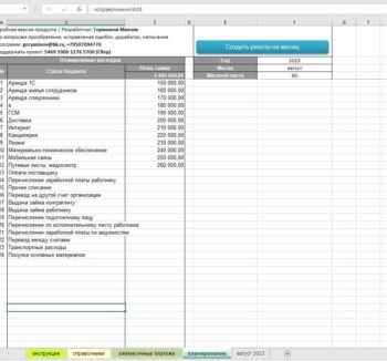 Таблица Excel: Реестр учета платежей. Оплаты в Excel